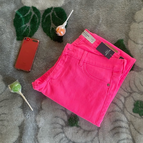 Y2K A&F Bright Neon Pink Skinny Jeans - Picture 4 of 12